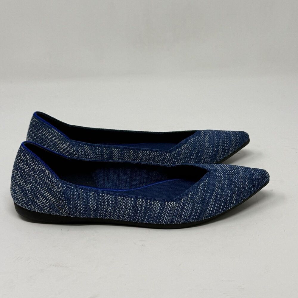 Rothy’s The Point Womens 7 Indigo Heather Blue Knit Slip On Ballet Casual Shoes